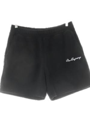 h&m 블랙 면혼방 자수레터링베이직반바지
