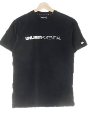 unlimited 블랙 면 레터링센터로고반팔티