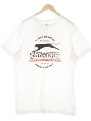 slazenger 화이트 면 라운딩로고반팔티