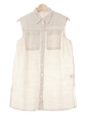 h&m 오트밀베이지 린넨 포켓딥슬릿민소매블라우스