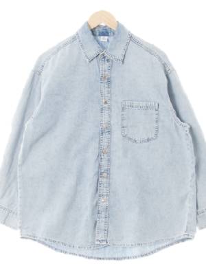 h&m 연청 면 아웃포켓워싱루즈셔츠