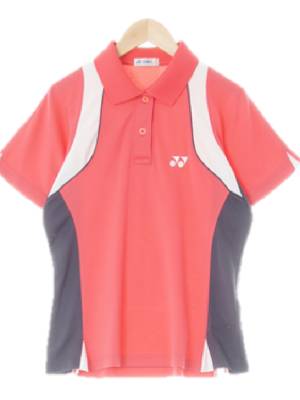 yonex 코랄피치핑크 화이트슬림라인카라반팔티