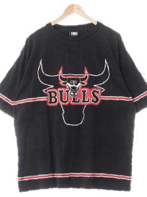 NBA 블랙 면 빅불스로고라운드반팔티