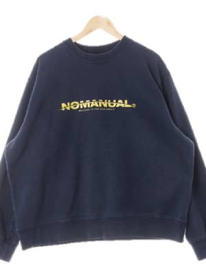 nomanual 네이비 프린팅 면 텍스트루즈맨투맨