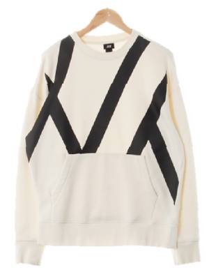 h&m 소프트아이보리화이트 면혼방 테이핑기모포켓맨투맨