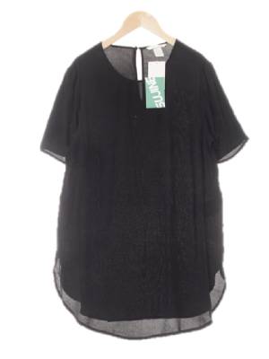 h&m 블랙 백슬릿반팔롱블라우스