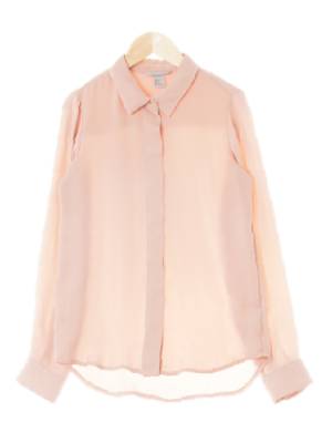 h&m 피치스킨핑크 베이직긴팔블라우스