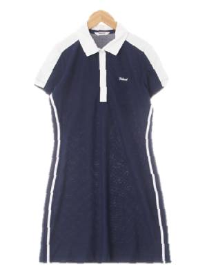 볼빅 네이비화이트 사이드선배색반팔원피스