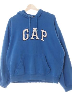 gap 블루 면혼방 빅펠트로고기모후드티