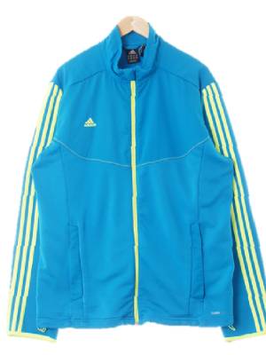 아디다스 시안블루 클리마라이트 형광삼선스티치집업