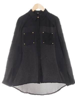 h&m 블랙 페이크포켓언밸런스블라우스