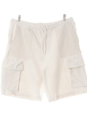 h&m 화이트 면혼방 카고밴딩반바지