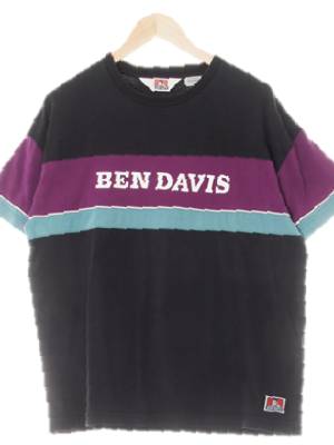 bendavis 블랙바이올렛포에버블루 면 블럭빅로고라운드반팔티