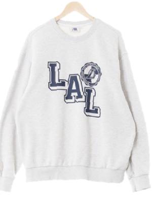 NBA 라이트멜란지그레이 면혼방 입체LAL맨투맨