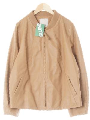 celebshop 밀크티브라운 양가죽 절개노카라광택레더자켓