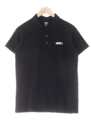 hdex 블랙 프린팅 면혼방 레터로고반팔카라티
