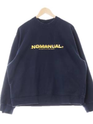 nomanual 네이비 프린팅 면 디파인텍스트루즈맨투맨