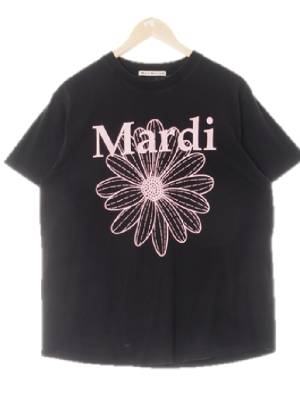Mardi mercredi 블랙 프린팅 면 빅플라워레터반팔티