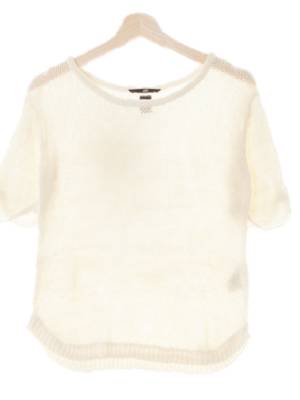 h&m 내추럴아이보리 와이드넥쿨반팔니트