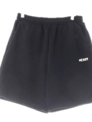 널디 블랙 면혼방 화이트자수로고하프트레이닝팬츠