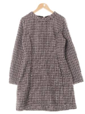 mixxo 블랙핑크 체크 울혼방 트위드슬림프린지원피스