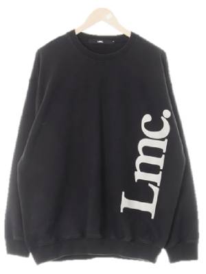 lmc 블랙 면 빅라벨링맨투맨