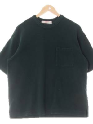 에잇세컨즈 다크그린 면 포켓와플반팔티