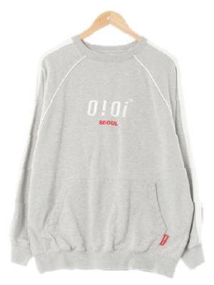 oioi 그레이 면 나그랑화이트라인맨투맨