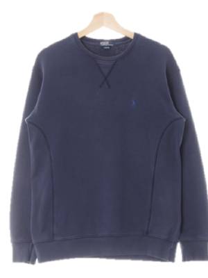 폴로 네이비 면 자수포니커버스티치워싱맨투맨