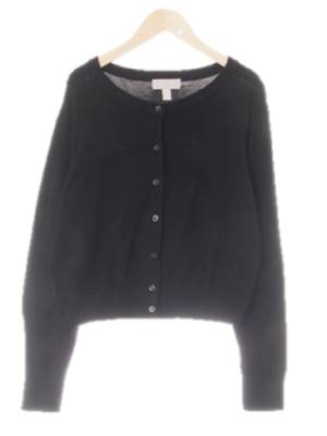 h&m 블랙 비스코스혼방 와이드라운드넥숏가디건