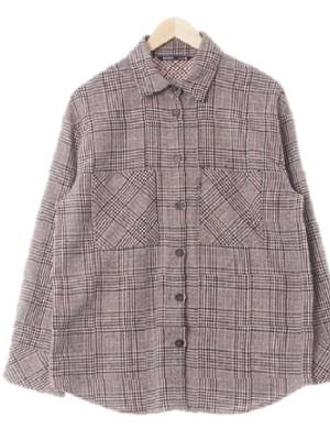 mixxo 그레이 하운드체크 울혼방 아웃포켓모직셔츠형재킷