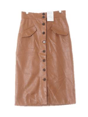 h&m 카라멜브라운 페이크포켓버튼롱스커트