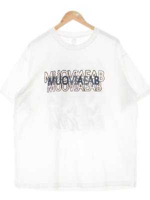 muoviaeab 화이트 프린팅 면 기하학레터링루즈반팔티