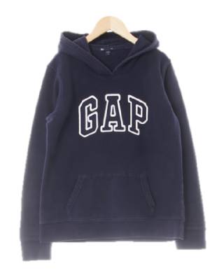gap 네이비 면혼방 빅패치레터링후드티