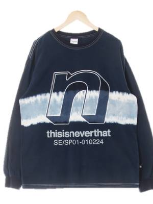 thisisneverthat 네이비 프린팅 면 옴브레3D빅레터링롱슬리브