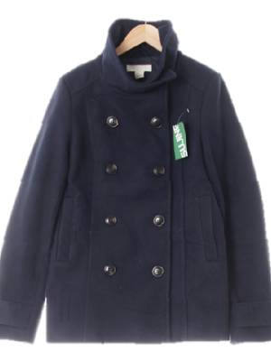 h&m 네이비 스티치하이넥더블버튼미디코트