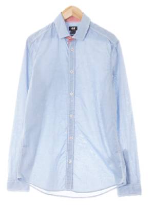 h&m 라벤더블루 면 배색스티치셔츠