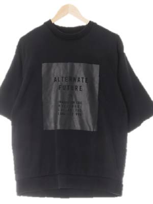 h&m 블랙 프린팅 면 중앙레터링반팔맨투맨 