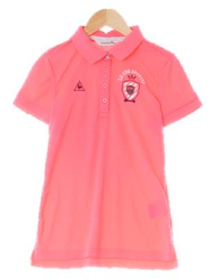 르꼬끄 네온핑크 라운딩자수로고PK슬림핏반팔티