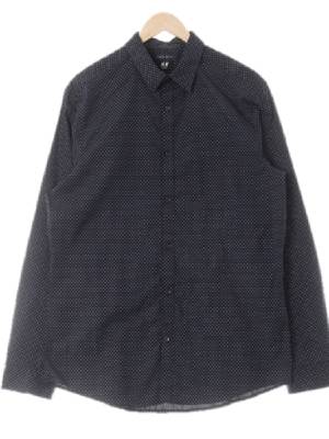h&m 네이비 도트패턴 면혼방 기본긴팔셔츠