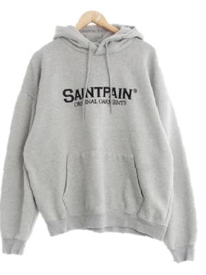 saintpain 멜란지그레이 면 중앙빅로고기모후드티