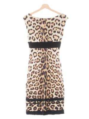 robertocavalli 베이지 레오파드 셔링민소매슬림원피스