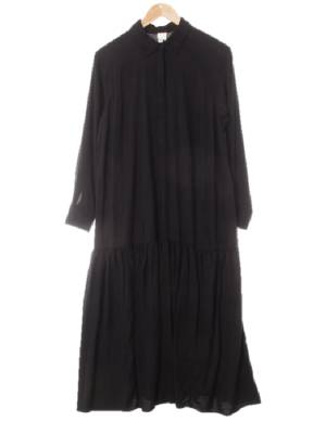 h&m 블랙 비스코스 라이트하프버튼셔츠형롱원피스