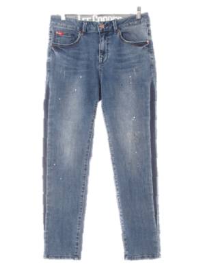 Leecooper 진청 데님 슬림보이프렌드핏워시드크롭진