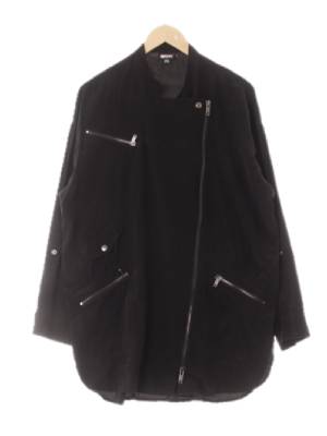 dkny 블랙 실크혼방 루즈핏롱사선집업재킷
