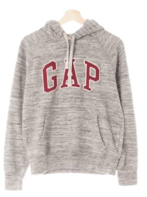 gap 다크그레이 면혼방 빅로고패치포켓후드티