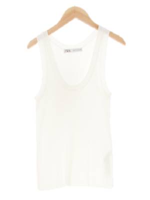 자라 화이트 비스코스혼방 유넥골지나시