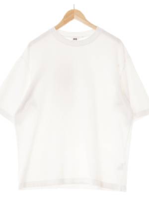 유니클로유 화이트 에어리즘 크루넥심플반팔티