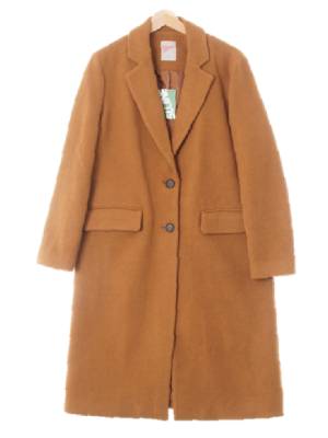 h&m 브릭브라운 울혼방 투버튼맥시모직코트