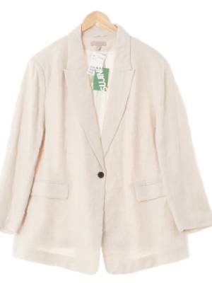 h&m 그레이시아이보리 린넨혼방 원버튼더블카라오버핏자켓